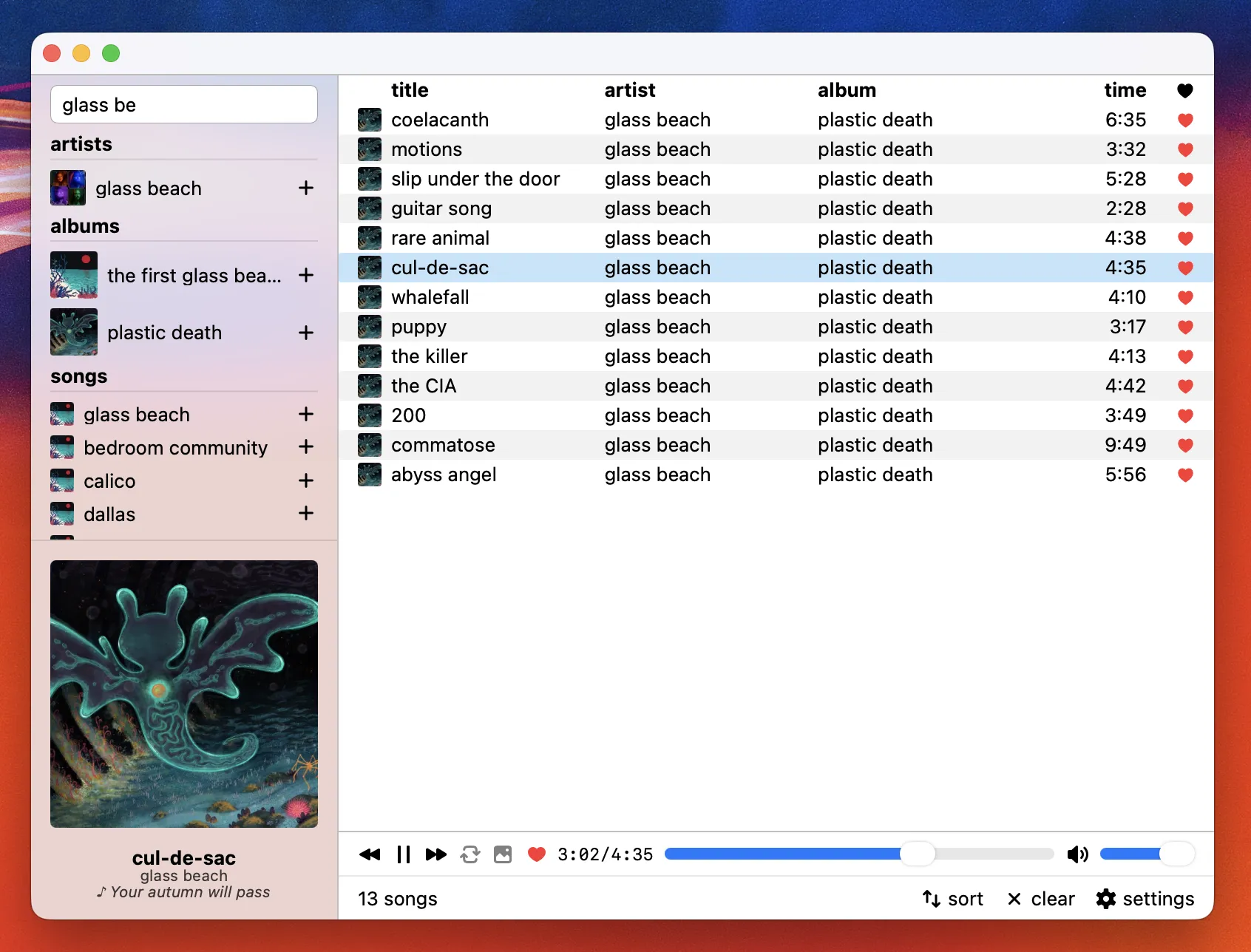 example screenshot of the tinysub app running in a tauri window