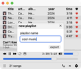 tinysub's playlist and queue view