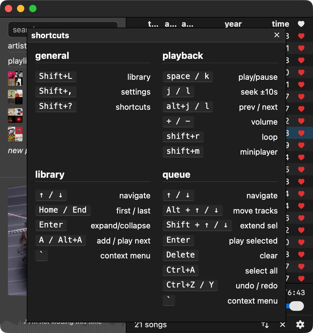 entirely keyboard navigable (Shift+/)