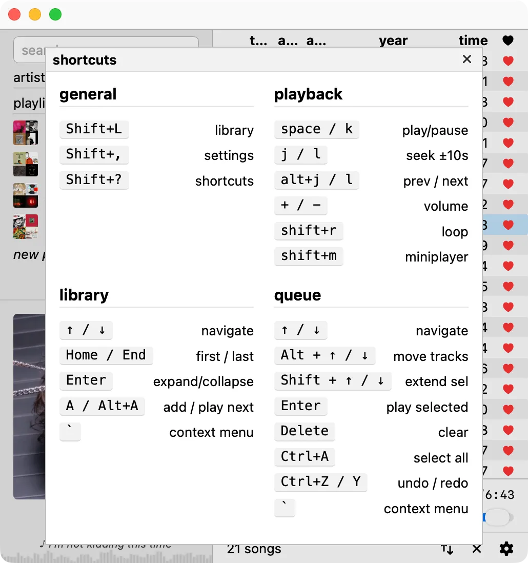 entirely keyboard navigable (Shift+/)